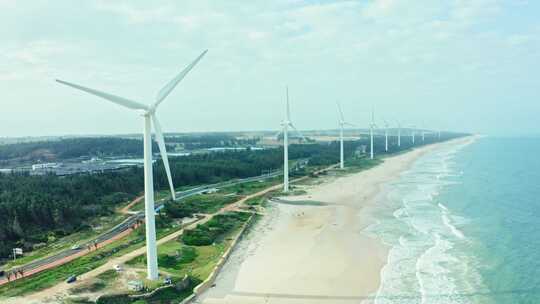 海边风力发电，清洁能源