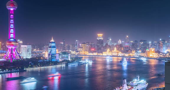 上海黄浦江大转弯夜景延时视频素材模板下载