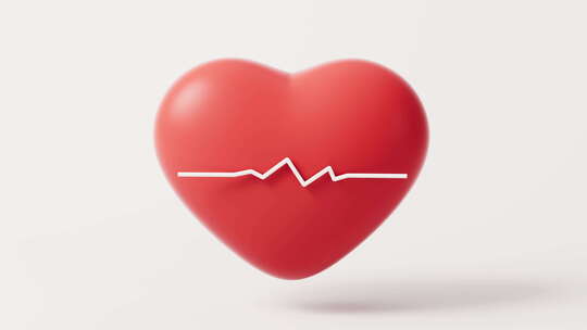 心脏与心电图循环动画3D渲染