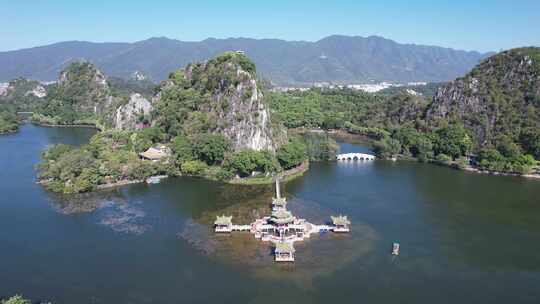 广东肇庆星湖景区七星山5A景区航拍