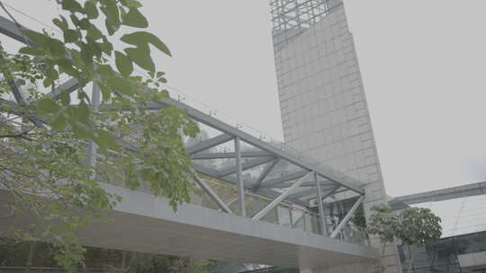 东莞城市规划建筑玻璃走廊4Kslog3实拍素材