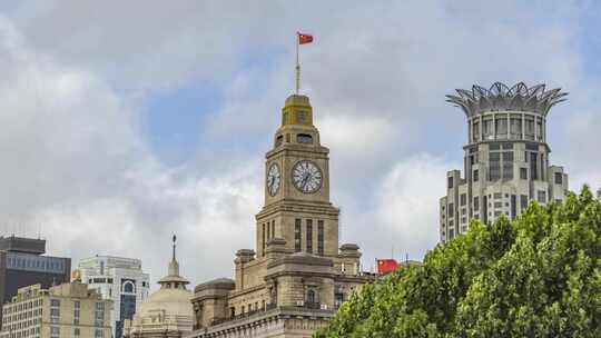 上海外滩海关大楼钟楼时钟金光外滩中心延时