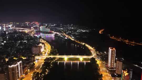 福建三明沙溪徐碧大桥夜景航拍