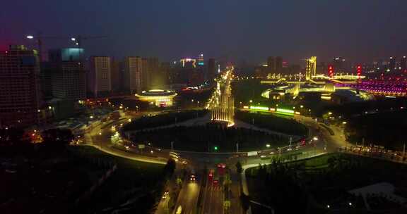 长春城市夜景世纪广场原貌航拍
