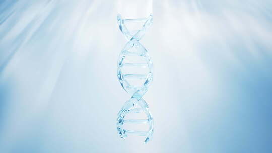 生物科技概念透明DNA与蓝色背景3D渲染视频素材模板下载