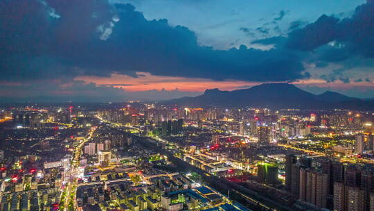 贵港城市夜景航拍延时视频素材模板下载