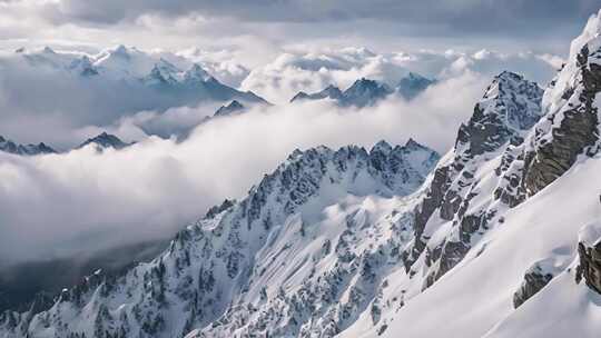 雪山高原山峰云雾