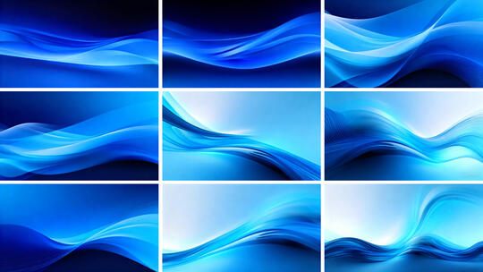 蓝色流动波浪背景 动感渐变蓝色光效