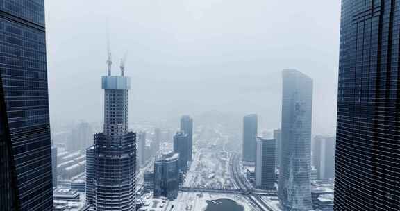 济南CBD雪景