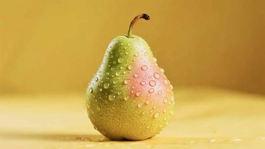 带水珠梨子特写