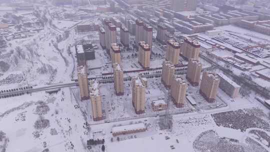 冬季鹤岗城市空镜航拍