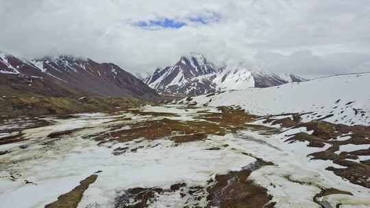 4K自然航拍海拔5000米雪山冰原带视频素材模板下载