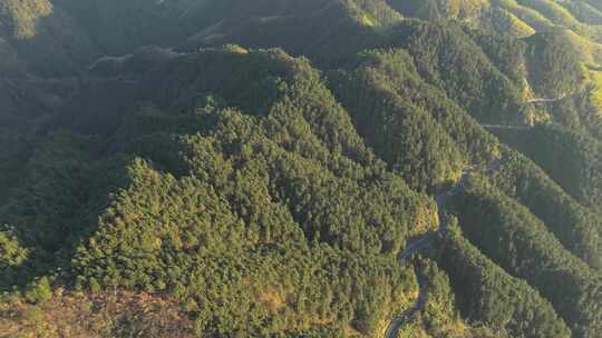 秋天午后航拍安徽省黄山市璜尖岭风景