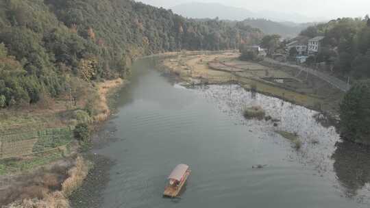 航拍衡东洣水十里画廊风景