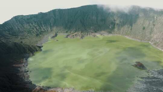 火山，墨西哥，火山口湖，雾