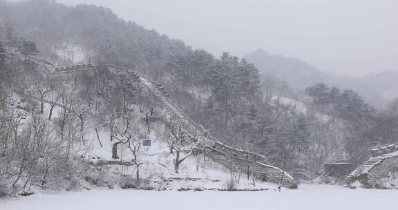 北京黄花城长城雪景4K拍摄