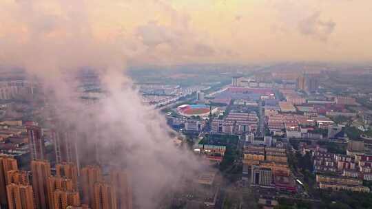 东北辽宁盘锦城市风景航拍街道