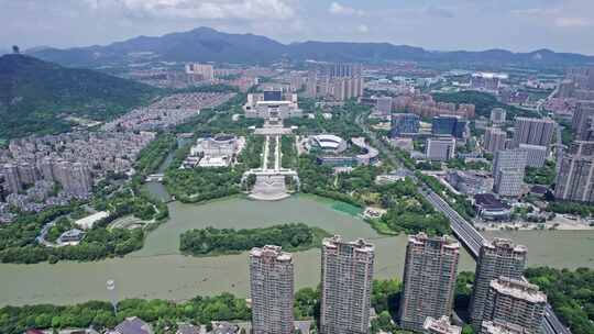 航拍湖州城市大景 湖州市政府