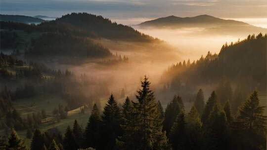 森林树林阳光航拍ai素材原创