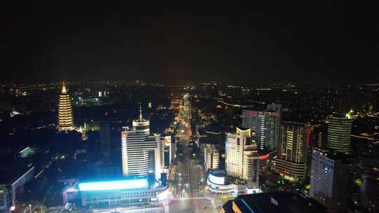 江苏常州城市夜景灯光航拍