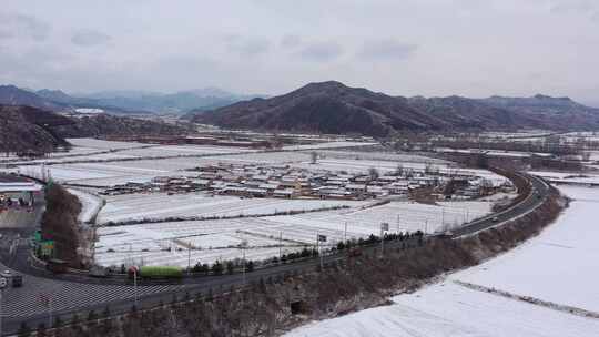 【航拍】雪后的北方农村  农村雪景