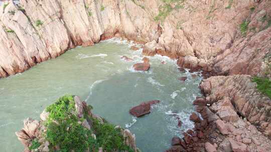 福建霞浦海浪拍打海岸风景航拍