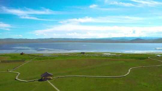 甘南碌曲尕海湖夏季4K航拍视频素材模板下载