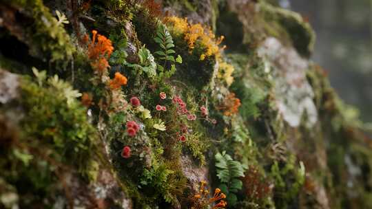 森林青苔植物特写唯美自然生态视频