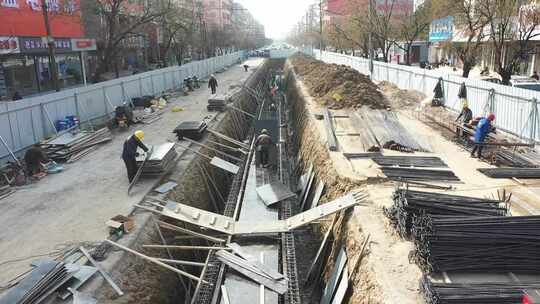 管网 城市道路改造升级排水管铺设道路施工