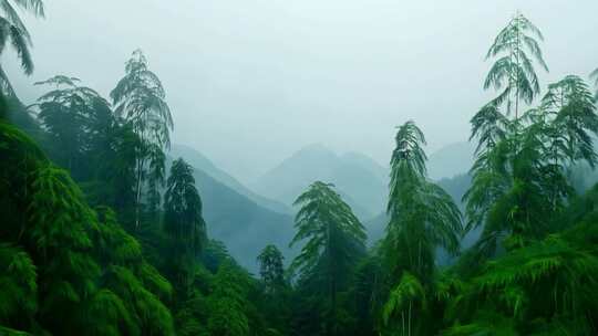 山林中茂密的绿色植被风景