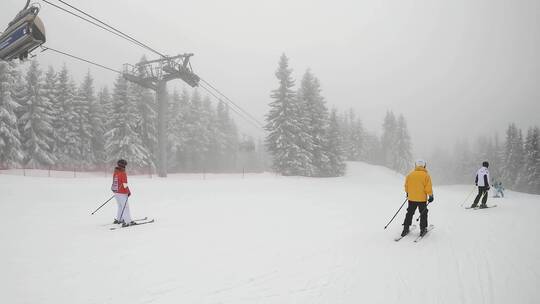 众多滑雪者在滑雪