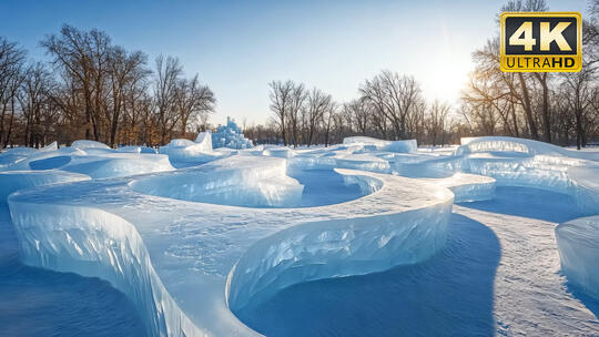 东北冰雪大世界冰雕冰上乐园视频素材6