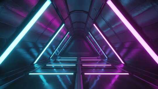 霓虹灯光未来感隧道