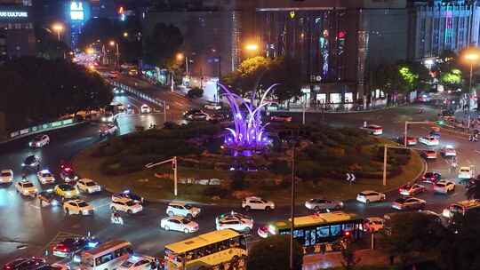 贵州省贵阳市南明区新华路夜景航拍车流夜晚