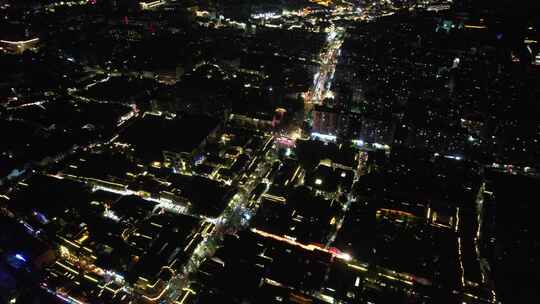 江苏南京老门东秦淮河夜景灯光航拍