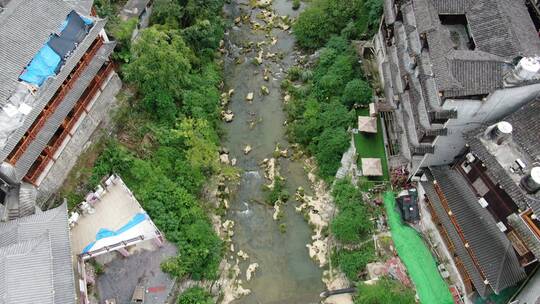 航拍湖南湘西芙蓉镇景区