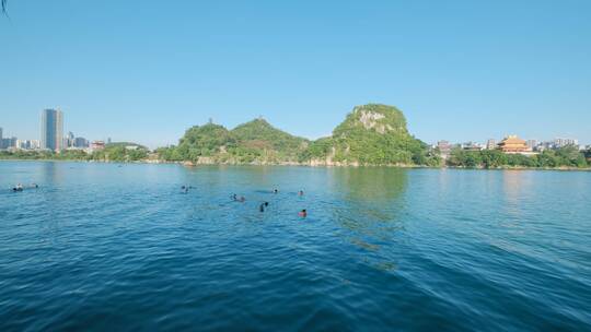 广西柳州百里柳江风景城市风光江景