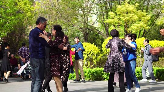 中国公园老年人广场舞城市生活