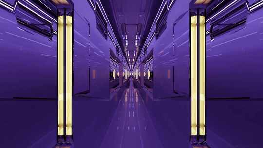 紫色未来走廊隧道