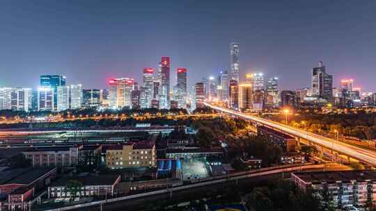 中国北京国贸CBD夜景延时