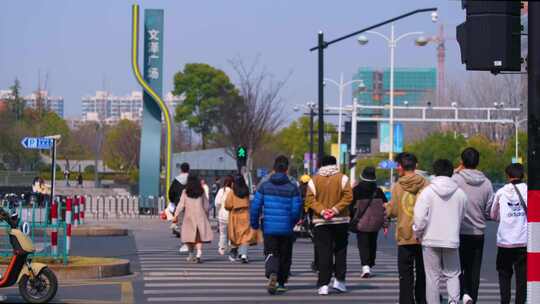 城市马路斑马线人行道行人人流街景视频素材视频素材模板下载