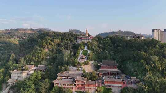 甘肃兰州白塔山公园兰州白塔寺航拍