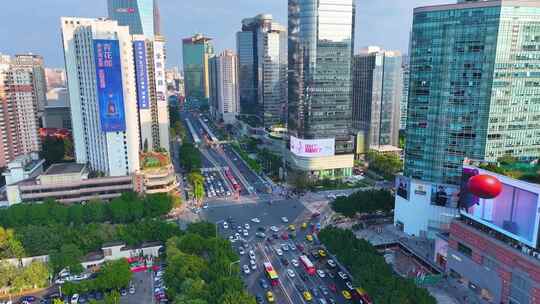 广州天河区天河路航拍车流城市交通车水马龙