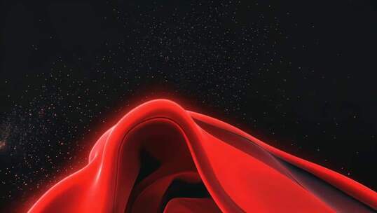 红色绸带飘动粒子背景素材