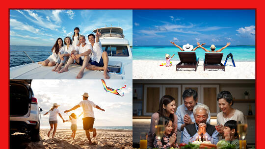 家庭亲子时光母子父子一家人幸福温馨生活