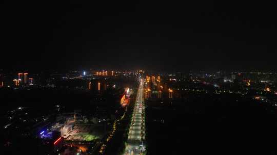 夜晚道路航拍马路公路交通晚上城市道路夜景