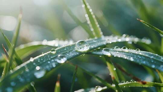 白露绿叶露珠清新自然微距视频