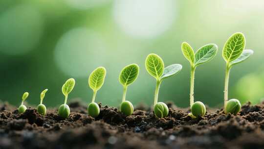 幼苗生长过程微距画面