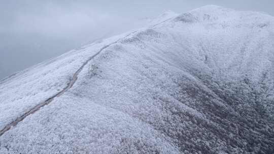 航拍天目山脉龙王山雾凇雪景风光