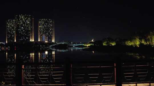 城市夜景灯光秀实拍绍兴夜景